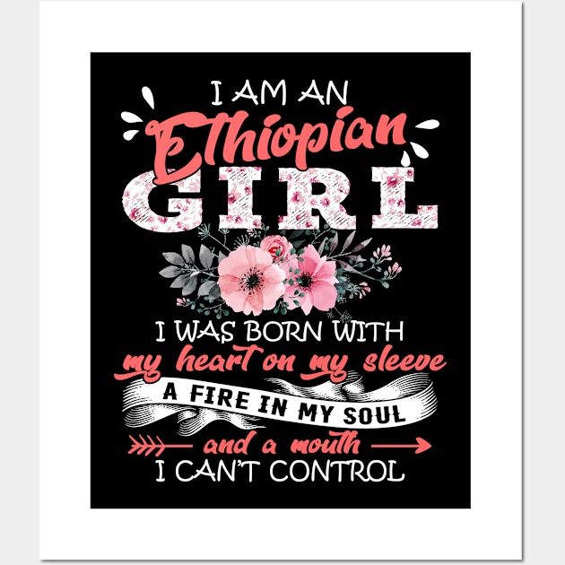 Ethiopian Girl I Was Born With My Heart on My Sleeve Floral Ethiopia Flowers Graphic Wall Art by Kens Shop